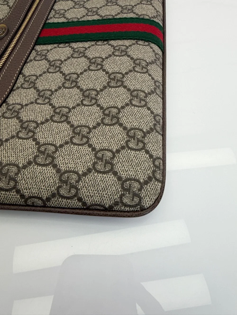 Gucci GG Supreme Ophidia Canvas Pouch Clutch with Web Stripe - Brown/Tan - Picture 7 of 14